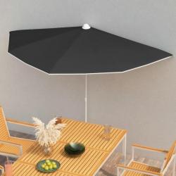 Demi-parasol de jardin avec mât 180x90 cm Noir