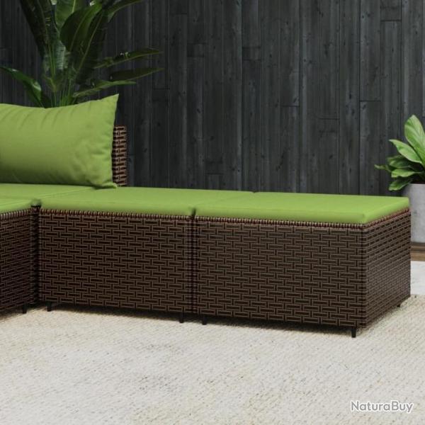 Repose-pieds de jardin et coussins 2 pcs marron rsine tresse