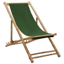 Chaise de terrasse bambou et toile vert