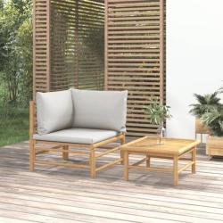 Salon de jardin 2 pcs avec coussins gris clair bambou