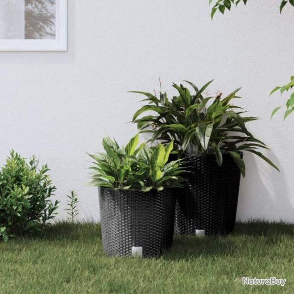 Jardinire et intrieur amovible anthracite 15 /15,3 L rotin PP