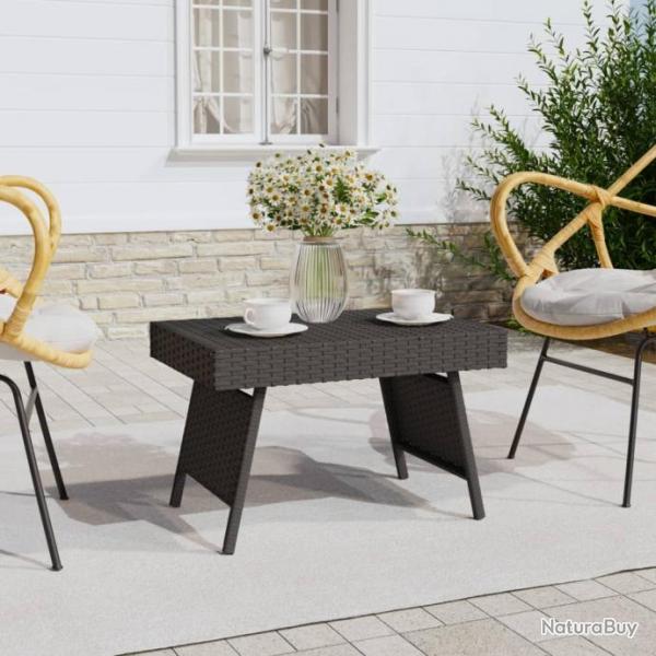 Table d'appoint pliable noir 60x40x38 cm rsine tresse