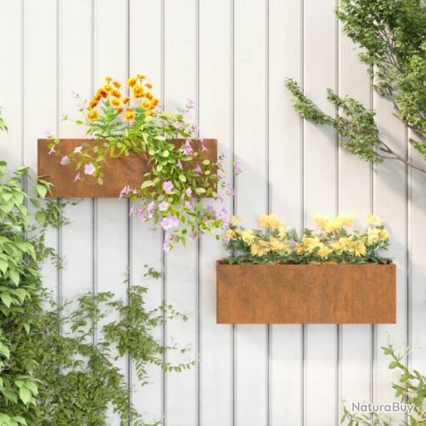 Jardinires murales 2 pcs Rouill Acier corten 53x10x17 cm