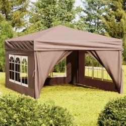 Tente de réception pliable avec parois Taupe 3x3 m