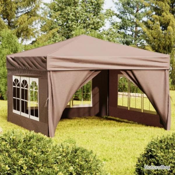 Tente de rception pliable avec parois Taupe 3x3 m