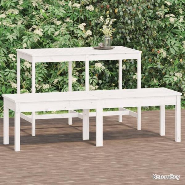 Banc de jardin  2 places blanc 159,5x44x45 cm bois massif pin