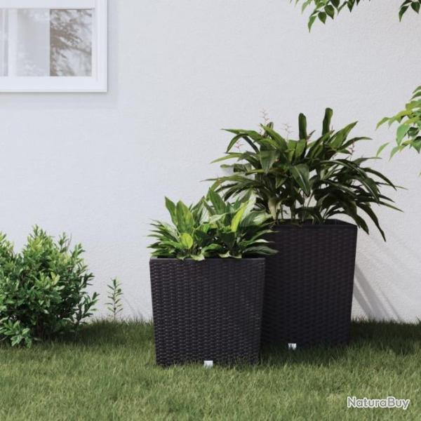 Jardinire et intrieur amovible anthracite 21 /32 L rotin PP