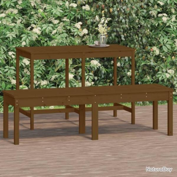 Banc de jardin  2 places marron miel 159,5x44x45cm bois de pin