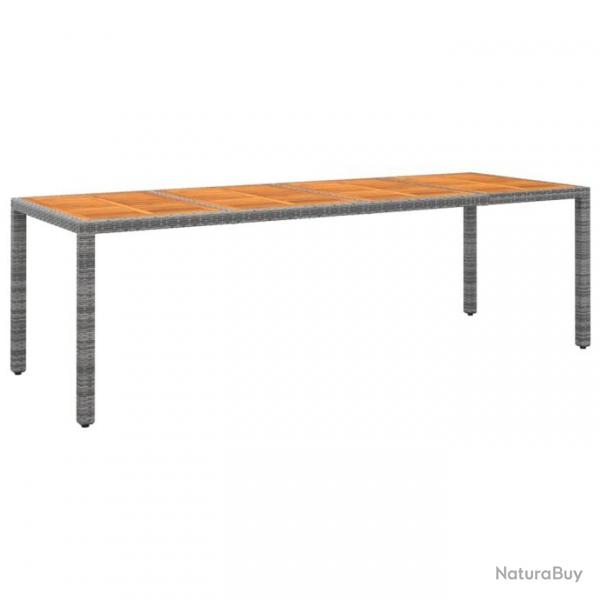 Table de jardin gris 250x100x75 cm rsine tresse/bois d'acacia