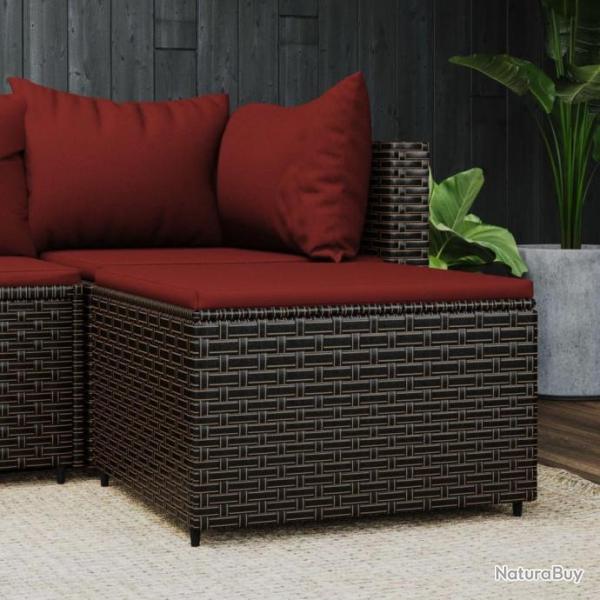 Repose-pied de jardin avec coussin marron rsine tresse