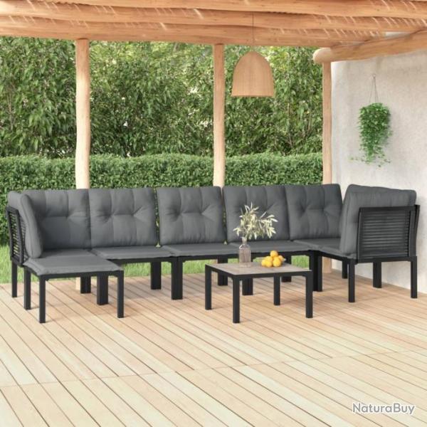 Salon de jardin 8 pcs noir et gris rsine tresse