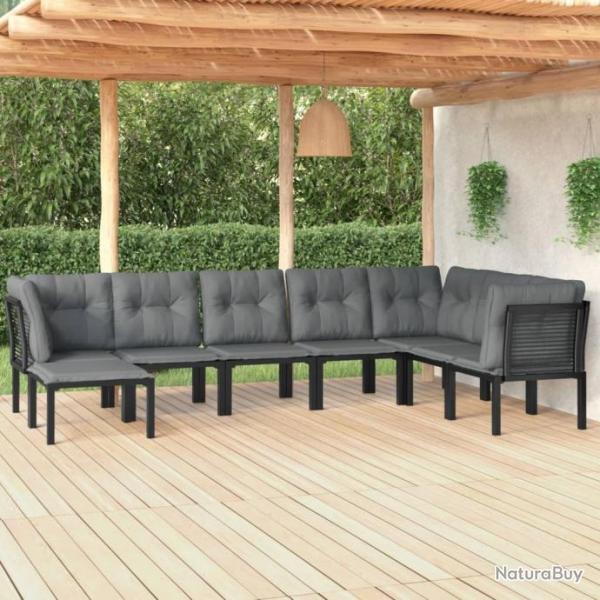 Salon de jardin 8 pcs noir et gris rsine tresse