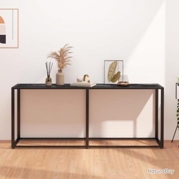 Table console Marbre noir 180x35x75,5 cm Verre tremp