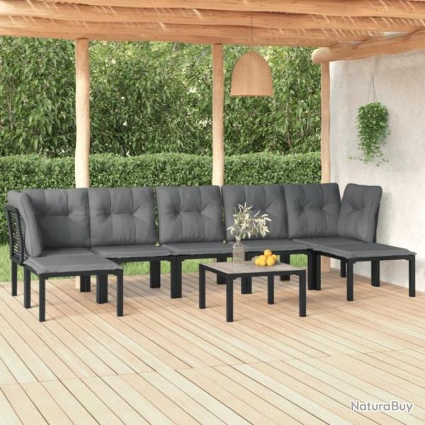 Salon de jardin 8 pcs noir et gris rsine tresse