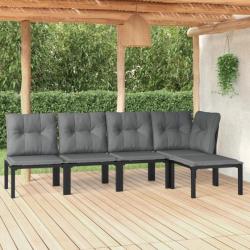 Salon de jardin 5 pcs noir et gris résine tressée