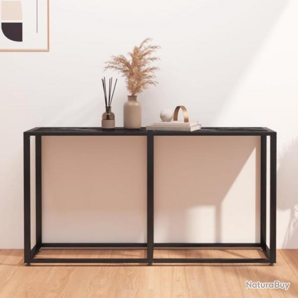 Table console Marbre noir 140x35x75,5 cm Verre tremp