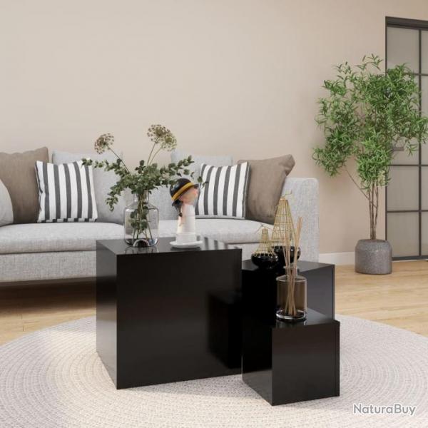 Tables d'appoint 3 pcs Noir Agglomr