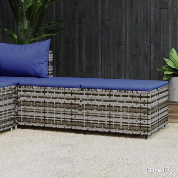 Repose-pieds de jardin et coussins 2 pcs gris rsine tresse