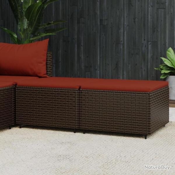 Repose-pieds de jardin et coussins 2 pcs marron rsine tresse