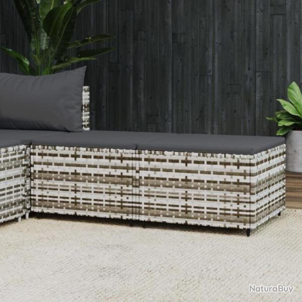 Repose-pieds de jardin et coussins 2 pcs gris rsine tresse