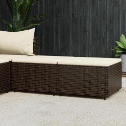 Repose-pieds de jardin et coussins 2 pcs marron résine tressée