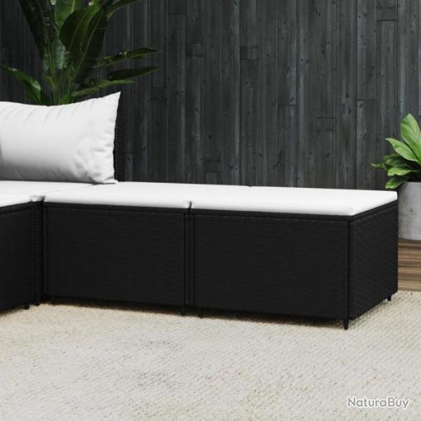 Repose-pieds de jardin avec coussins 2 pcs noir rsine tresse