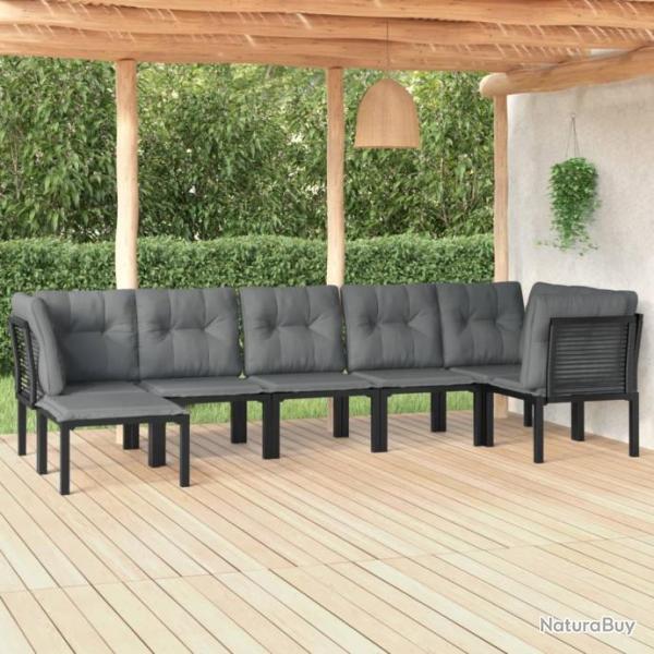 Salon de jardin 7 pcs noir et gris rsine tresse