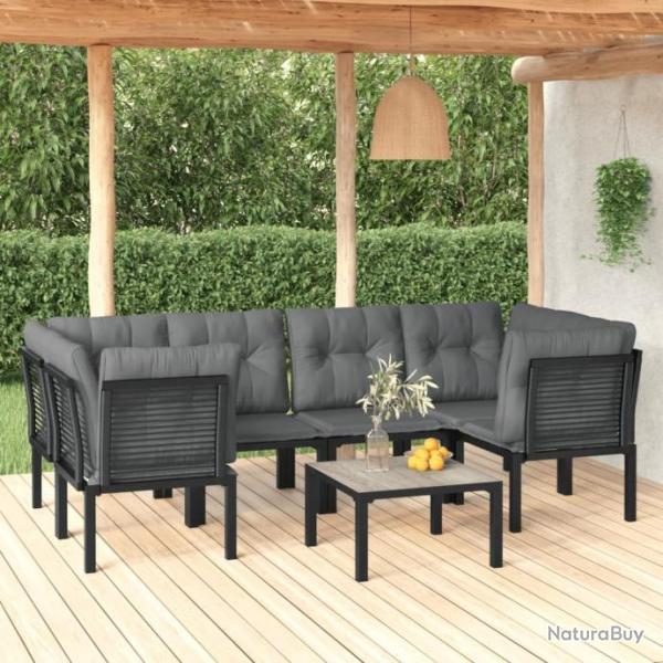 Salon de jardin 7 pcs noir et gris rsine tresse