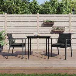 Chaises de jardin et coussins lot de 2 noir 56,5x57x83 cm rotin