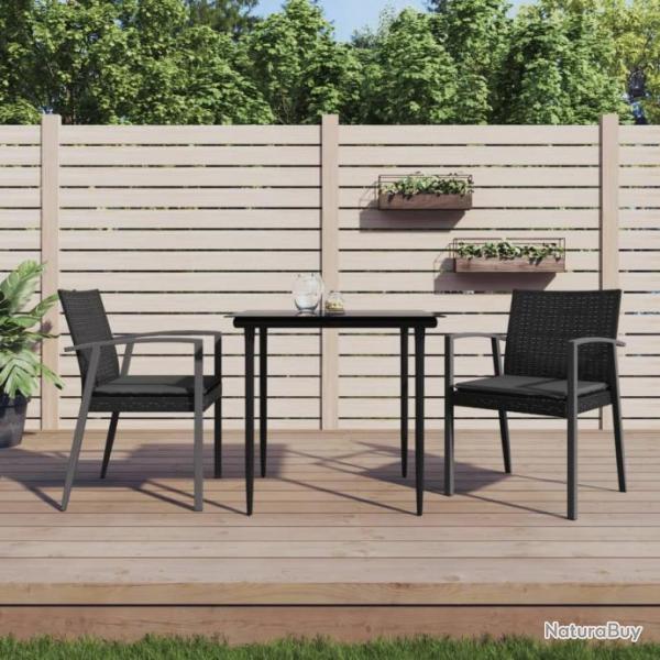 Chaises de jardin et coussins lot de 2 noir 56,5x57x83 cm rotin