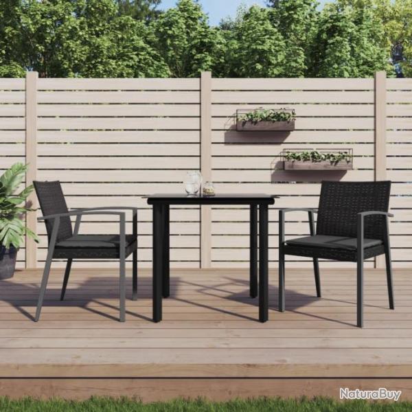 Ensemble  manger de jardin 3 pcs coussins rsine tresse acier