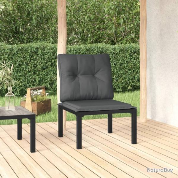 Chaise de jardin avec coussins noir/gris rsine tresse