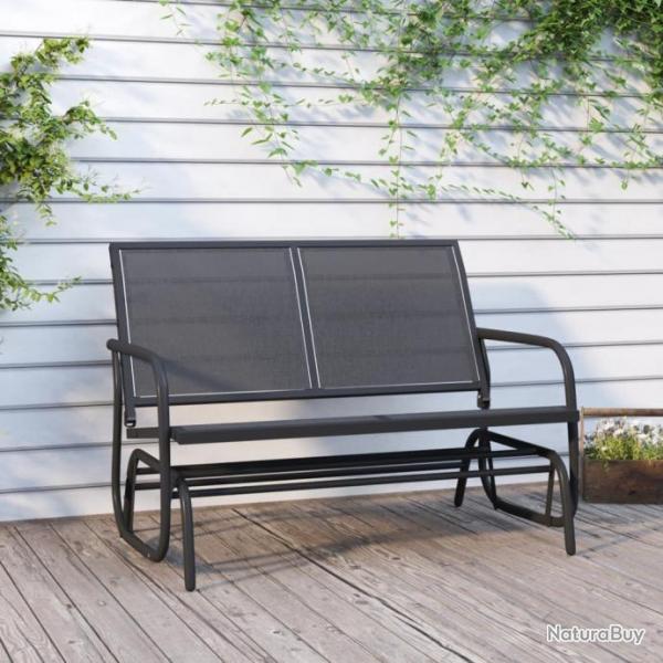 Banc oscillant de jardin noir 120,5x76x86,5 cm textilne/acier