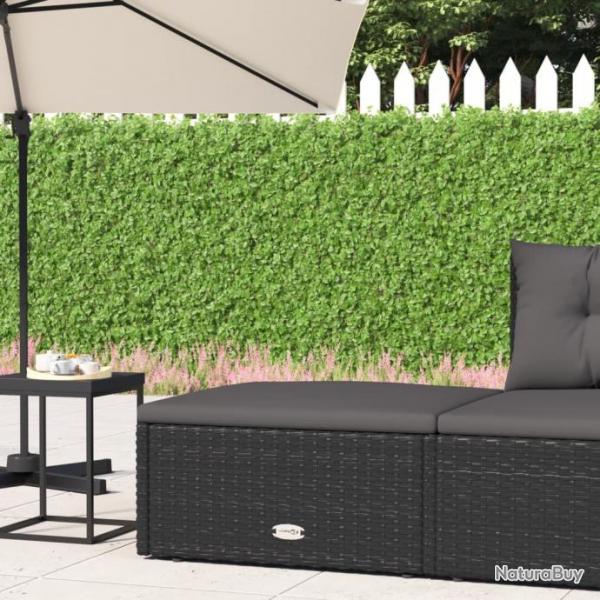 Tabouret de jardin avec coussin noir rsine tresse