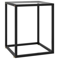 Table basse Noir avec verre trempé 40x40x50 cm