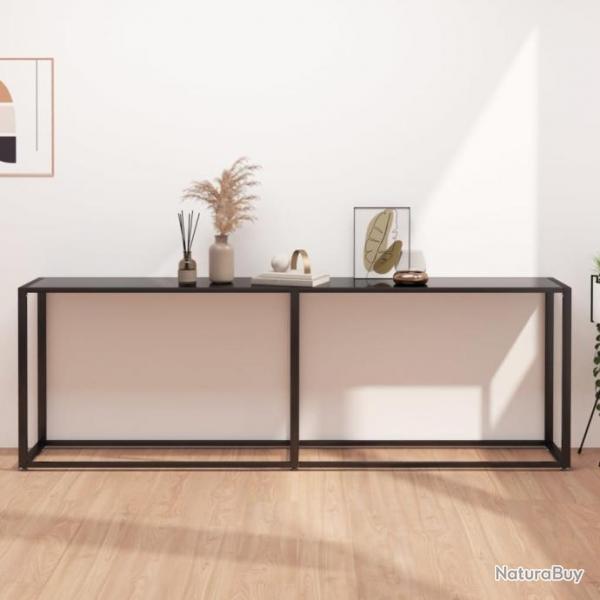 Table console Noir 220x35x75,5 cm Verre tremp