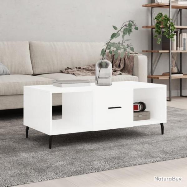 Table basse Blanc brillant 102x50x40 cm Bois d'ingnierie