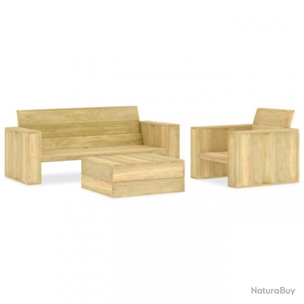 Salon de jardin 3 pcs Bois de pin imprgn