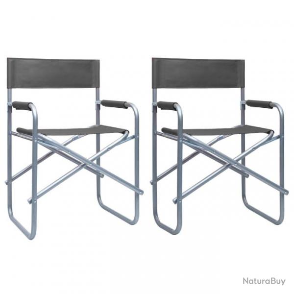 Chaises de metteur en scne 2 pcs Acier Gris