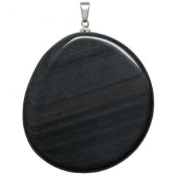 Pendentif galet plat en obsidienne oeil céleste