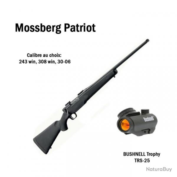 PACK BATTUE MOSSBERG PATRIOT + POINT ROUGE BUSHNELL 243 WIN