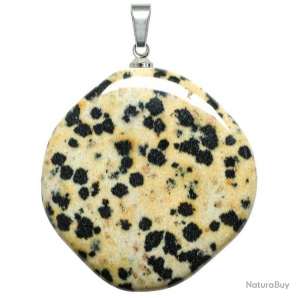 Pendentif galet plat en jaspe dalmatien