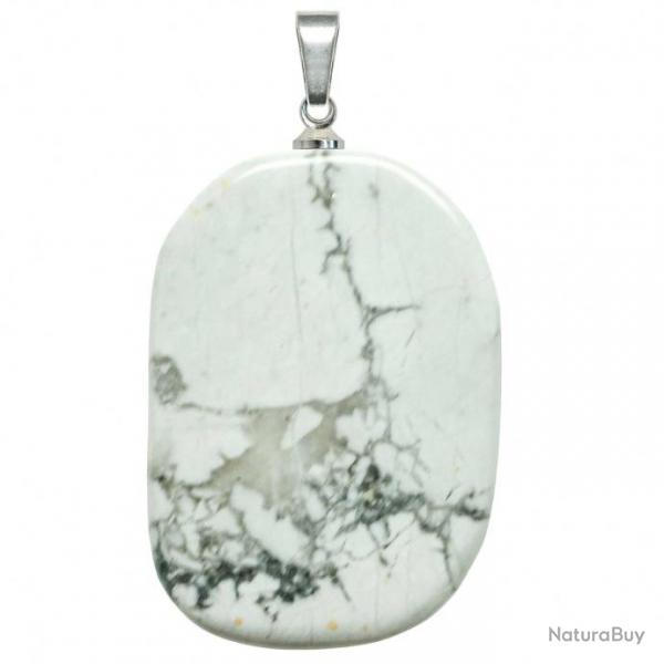 Pendentif galet plat en howlite