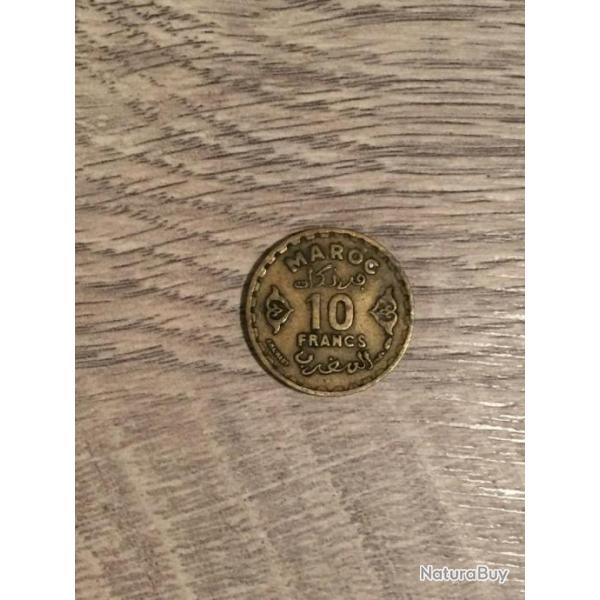 pice 10 francs maroc de 1371 1952