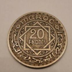 pièce 20 francs maroc de 1366 1947