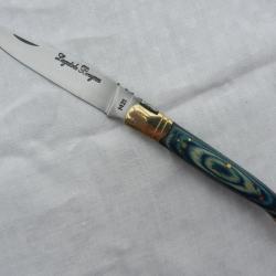 couteau Laguiole Bougna - manche bois parkérisé bleu longueur 22 cm