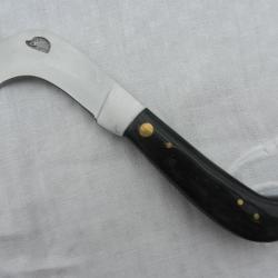couteau serpette hérisson 18 cm manche corne noire