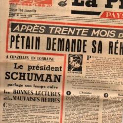 maréchal pétain journal la presse 30 mars 1948 pétain demande sa réhabilitation, journal authentique