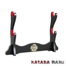 Support de katana (2 places) noir avec velours rouge