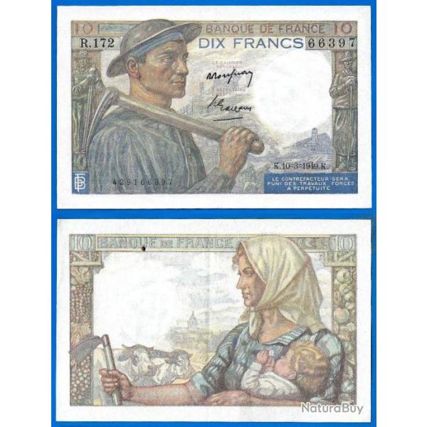 France 10 Francs 1949 Mineur Billet Franc Frc Frs Frcs